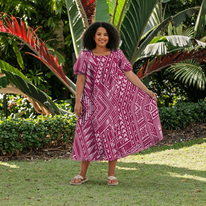 畅销定制女式夏威夷风格皱纹Muumuu连衣裙加大码环保时尚批发 - Product Image 1