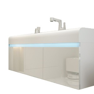 Modern Cream Style Ceramic Integrated Basin Wall-Mounted Bathroom Cabinet Water Resistant Easy Clean Eco-Friendly Durable - Product Image 4