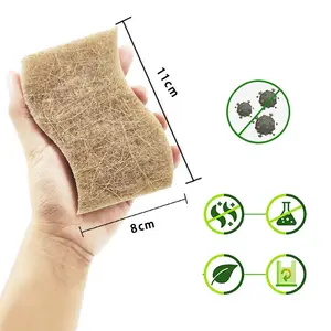 10 Pack Kitchen Coconut Scrub Sponges Non Scratch Odor Free Biodegradable Plant Scrubber Pads Wooden Pulp Sponge Cleaning Dish