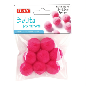 Iln <b>Wool</b> Pompom 2.5Cm Fuchsia Correhuela <b>Craft</b> Decor - Product Image 3