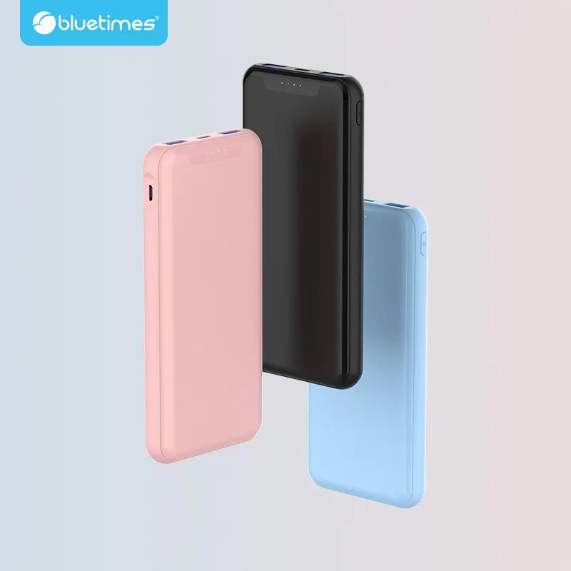 Bluetimes sampel gratis 10000 mah powerbank pengisi daya ponsel portabel 10000 Mah 2 Usb Bank daya Mini untuk semua ponsel