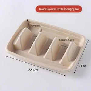 Plateau à tacos jetable en bagasse de canne à sucre, biodégradable et compostable, à 2 compartiments - Product Image 6
