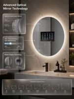 Espejo de Baño Redondo con Luz LED Inteligente Integrada y TV, Personalizable para Hoteles, Compatible con Analizador de Piel con IA