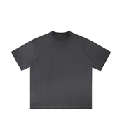 Kaos Katun Murni 230GSM Heavyweight, Pewarna Lilin Efek Cuci Terbalik Gradasi Distressed Kerah Bulat Lengan Pendek, Grafis Vintage
