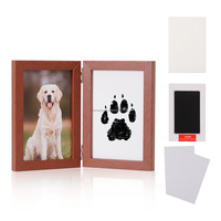 Kit d'empreintes de pattes commémoratives pour animaux de compagnie, cadre en bois, impression sans encre, souvenir pour chien et chat, décoration