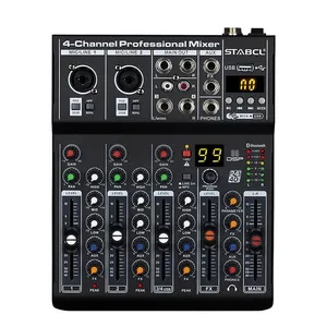 ST-4M desain baru perekaman antarmuka Digital Mixer Audio Mini 4 Channel USB MP3 48V Phantom Power Mixer Audio profesional