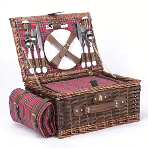 Multipurpose Fruit Wicker Weaving Picnic Basket With Fabric Liner