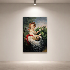 Pintura al Tinta Estilo Rococó Vintage, Retrato Clásico de Niña con Rosas, Siglo XVIII, Zhejiang, Impresión Digital, Decoración Elegante - Product Image 2