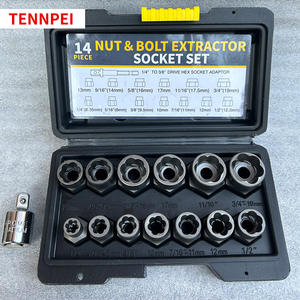 Jeu d'extracteurs de douilles Tennpei 13-19 mm, qualité industrielle, acier au chrome-molybdène forgé et poli, entraînement 0,5 po - Product Image 1