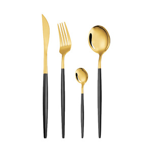 ชุดช้อนส้อมสแตนเลสสตีลสไตล์โปรตุเกส 4 ชิ้น มีด ช้อน ส้อม ช้อนกาแฟ ชุดอาหารตะวันตก สำหรับงานเลี้ยง - Product Image 3