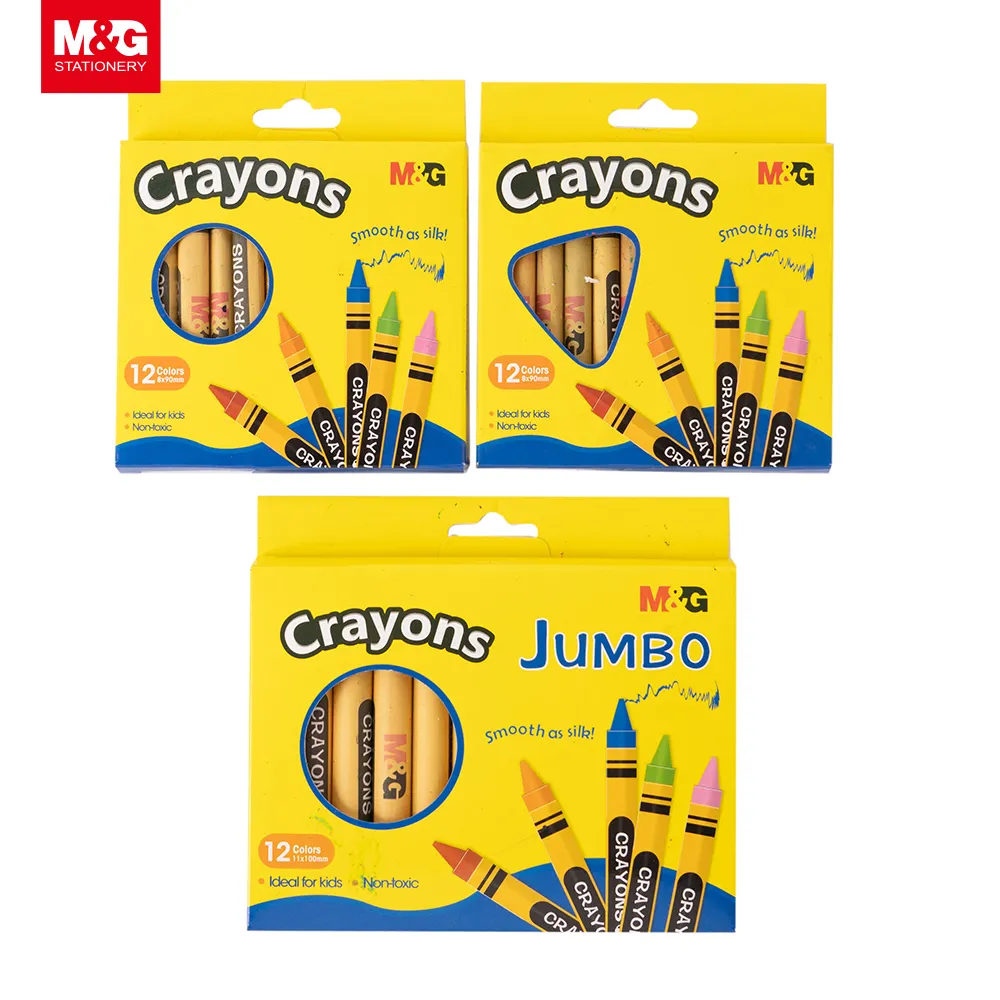 एम एंड जी कला जंबो क्रेयॉन सेट 1 में पानी आधारित 12 crayons धो सकते हैं सचाई त्रिकोण छात्र स्कूल बच्चों स्टेशनरी crayons