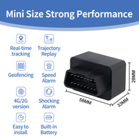 Localizador GPS OBD Mini 4G LTE GPRS GLONASS con Rastreo LBS en Tiempo Real y Alerta de Exceso de Velocidad para Android/iOS para Autos