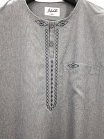 Thobe en coton pour homme, léger et respirant, décontracté, longueur cheville, manches courtes, couleur unie, broderie, tenue quotidienne du Moyen-Orient