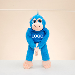 Mono de Peluche Rojo y Azul Personalizable con Camiseta con Logotipo, Decoración Colgante para Fiestas de Zoológico, Regalo Promocional con Eslogan - Product Image 3