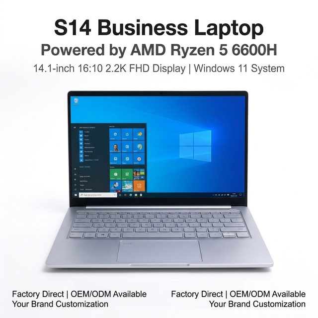 OEM/ODM Customization 14.1-inch AD Metal Material Ryzen 5 6600H 16GB Memory 1TB SSD Ultra-lightweight Business Laptop Computer
