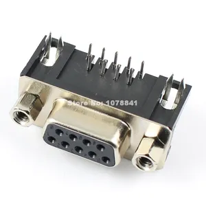 Conector de PCB de ángulo recto hembra DB9 de 9 pines de buena calidad, 2 filas DB9F tipo 5,08 DB9F