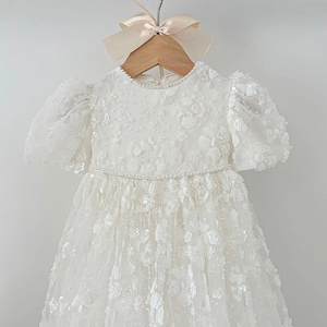Abito da battesimo con <span class=keywords><strong>paillettes</strong></span> di lusso abito Boutique per bambina bianco per festa di primo compleanno abito per festa di battesimo - Product Image 3