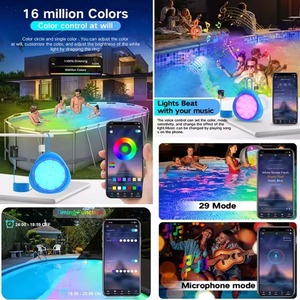 Éclairage sous-marin magnétique RGB de haute qualité, contrôlable par application et télécommande, 10W/20W, IP68, LED à changement de couleur pour piscine - Product Image 2