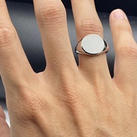 Bague signet ovale classique brillante en argent sterling 925, simple et minimaliste, avec logo personnalisé, cadeau de bijoux