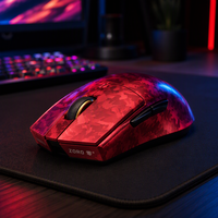 ZERO 3 Mouse Gaming Tri-Mode Ringan Optik Nirkabel 2.4G/BT Komposit Serat Karbon RGB untuk Meja Mouse Ergonomis Game