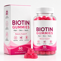 Gummies de Vitamines pour Adultes à Formule Personnalisée 5000mcg Biotine Collagène, 60 Comprimés, Bien-être Cheveux Peau Ongles, Marque Distributeur