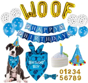Pawty afiş pençe helyum balon kiti mutlu doğum günü eşarp şapka papyon doğum günü pastası bebek köpek doğum günü olay parti dekor için