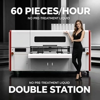Printer DTG Dual Station A2 45x50cm dengan Dua Head Epson I3200, Sistem Sirkulasi Tinta Putih untuk Pencetakan Kaos & Pakaian Custom