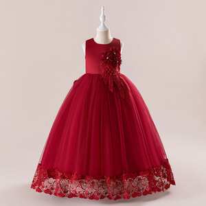 Vestido de Fiesta Largo con Flores para Niñas, Vestido de Princesa para Actuaciones, Cumpleaños y Eventos Formales - Product Image 3