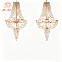Lustre moderne de luxe en fer forgé et verre, avec perles de cristal, pour hôtel et mariage, lampe suspendue solaire AC, luminaire LED