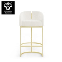 Chaise de bar contemporaine de haute qualité en velours blanc rembourrée, mobilier commercial moderne pour bar à domicile et comptoir de cuisine