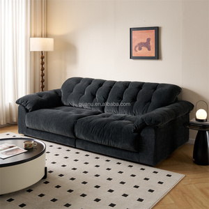 111176 Quanu Canapé d'angle moderne de luxe noir, Canapé de salon, Canapé rétro style patins à roulettes simple pour salon moderne - Product Image 1