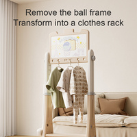 Jeu d'Intérieur pour Tout-Petits, Cadre Réglable Personnalisé, Support de Panier de Basket Portable avec Planche et Ballons pour Enfants