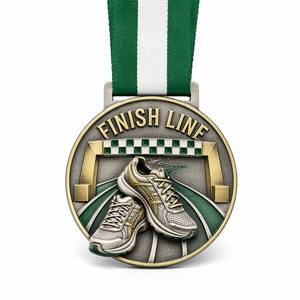 Médaille personnalisée de marathon 5K avec rubans, médaille en alliage de zinc émaillé doux or et violet pour événements sportifs à thème religieux - Product Image 2