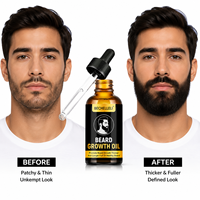 Kit de Soin de la Barbe Bio : Sérum de Croissance à l'Huile de Jojoba et d'Argan, Huile Efficace pour Remplir les Zones Clairsemées, Adoucissant et Revitalisant pour Barbe Homme (OEM)