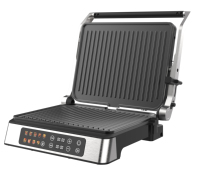 Hot 105 ° /180 °   Gril plat numérique à contact ouvert pour viande, personnalisable avec logo, avec bouton de réglage pour charnière flottante