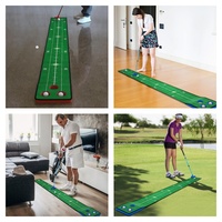 Nouveau design Tapis de putting pliable GVM pour entraînement de golf, en flanelle avec support TPR, 3*0.3M, pour pente de green, avec putter télescopique