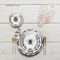 Set de Vaisselle Insecte Vintage les motifs noir blanc dégagent un charme classique Idéal pour les amoureux de la nature