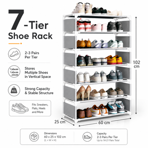 Étagère à <span class=keywords><strong>Chaussures</strong></span> Métallique Multifonctionnelle en Gros, Organisateur <span class=keywords><strong>de</strong></span> <span class=keywords><strong>Chaussures</strong></span> à 3, 4, 5, 6 ou 7 Niveaux, Étagère <span class=keywords><strong>de</strong></span> <span class=keywords><strong>Rangement</strong></span> Anti-Poussière et Étanche pour Entrée <span class=keywords><strong>de</strong></span> Maison - Product Image 1