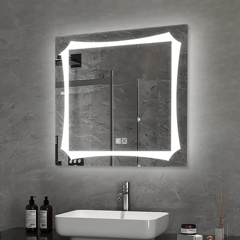 Nordic Bathroom Lights Led Touch Screen Vanity Mirror With Lights Smart Frameless Bath Anti Fog Wall Mounted Led Bathroom Mirror