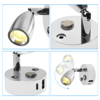 Lampe de lecture 12V LED RV Spot avec port USB et type C Applique murale en aluminium pour RV Camper Lighting Truck Boat Motorhome