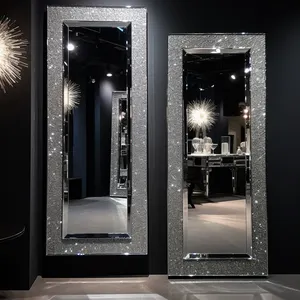 Banheiro Touch Screen Salon Led Espelho de comprimento total Crystal Decor Wall Mirror Decoração Sala de estar Maquiagem Espelho Com Led Light