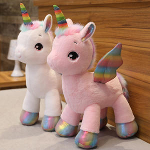 Vente en gros belle aile volante rose et blanc grands yeux animal en peluche peluche licorne peluche aux cheveux bleus - Product Image 5