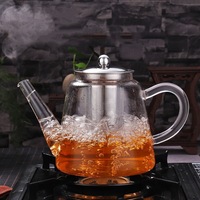 Théière en verre borosilicate de 800 ml (27 oz) personnalisée, soufflée à la main, transparente, de haute qualité, résistante à la chaleur, avec infuseur