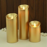Set Lilin Pilar LED Parafin Ramah Lingkungan 3 Buah dengan Nyala Api 3D dan Remote Control untuk Natal, Halloween & Pernikahan