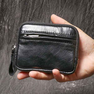Porte-monnaie simple et élégant pour homme, portefeuille en cuir véritable, pochette zippée en cuir souple pour femme, porte-cartes grande capacité - Product Image 6