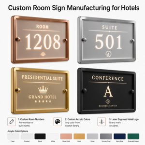 Letrero de Número de Habitación LED Acrílico Oro Rosa con Borde Iluminado, Montaje en Pared, Número Personalizado, Placa para Puerta de Hotel, Pantalla Retroiluminada, Perforación - Product Image 5