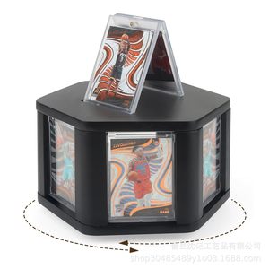 Card Organizer Box 360 Degree Rotating <b>Display</b> For Sports Cards Desktop Storage <b>Case</b> Black Color - Product Image 1