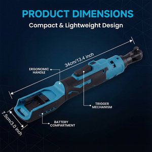Clé à cliquet électrique sans fil Podofo <span class=keywords><strong>18V</strong></span> 45NM 33Ft.lbs 3/8'' pour réparation automobile, démontage à angle droit, outils électriques de réparation de vis, ODM - Product Image 6
