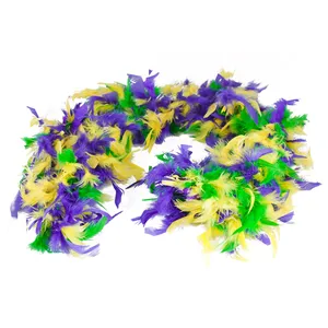 Carnival Ostrich Feather Strip Trim Boa Fluffy Mardi Gras Purple Green Gold Costume Headdress Craft