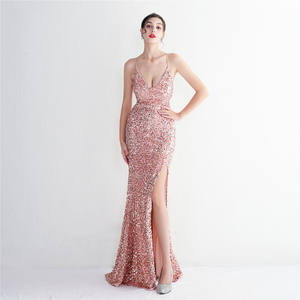 Custom Design New Arrival Sleeveless Trumpet/Mermaid Halter Backless Floor-Length <strong>Formal</strong> Sequined Evening <strong>Dress</strong> for Women - Product Image 1
